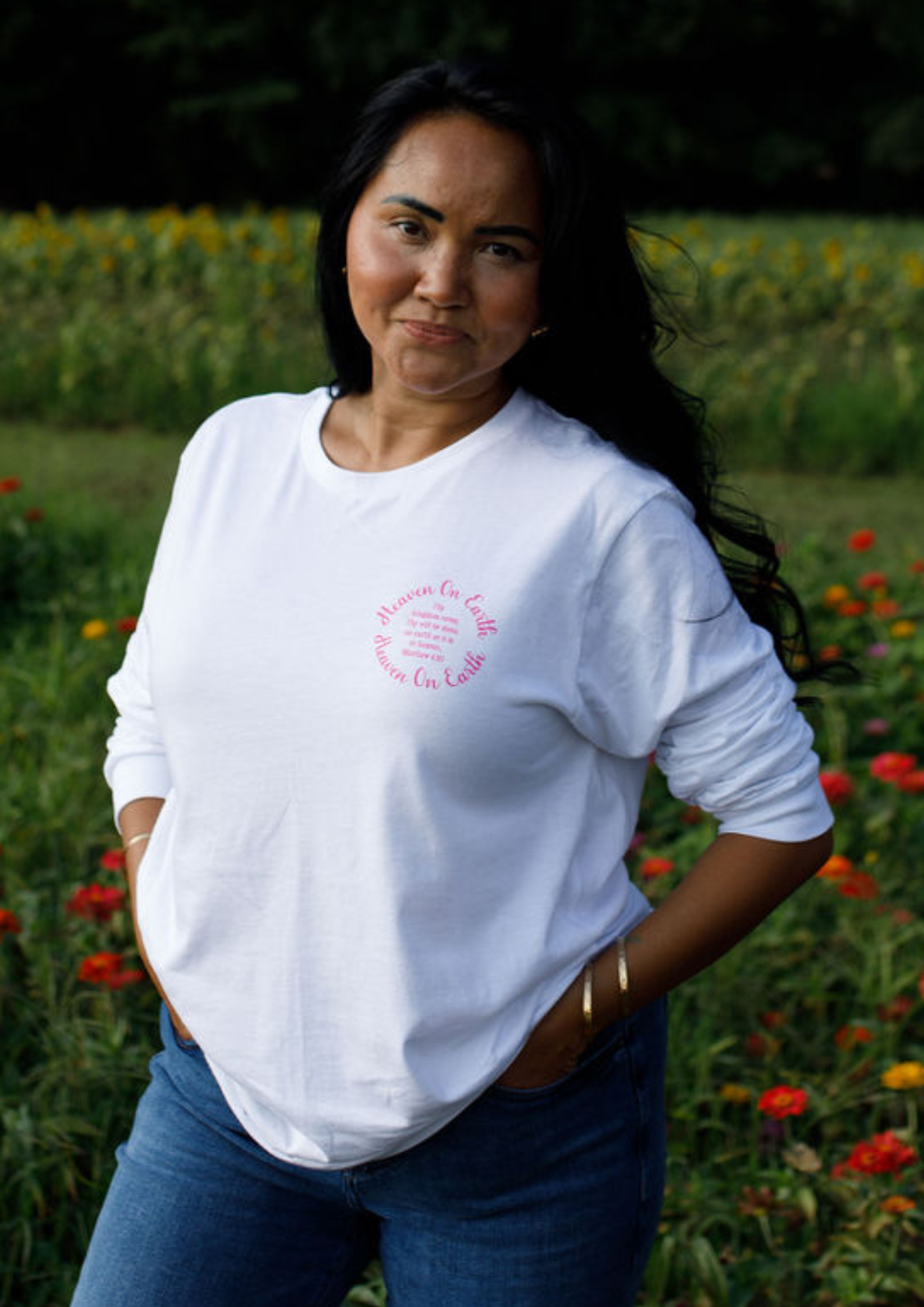 Heaven On Earth White Long Sleeve T-shirt | Ahava