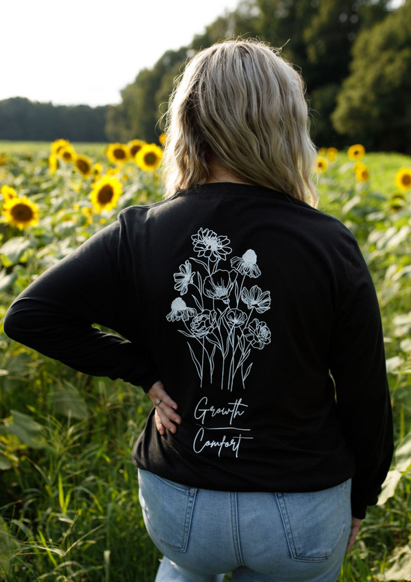 Growth Over Comfort Black Long Sleeve Tshirt