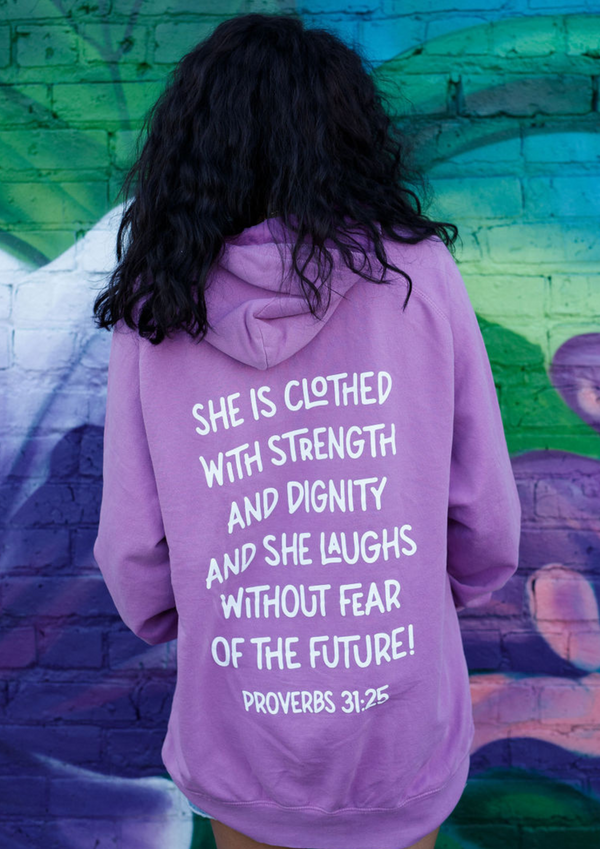 She Is Clothed Hoodie- Vintage Washed Purple Orchid