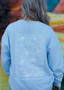 Blessed Is She Hydrangea Blue Vintage Washed Sweatshirt